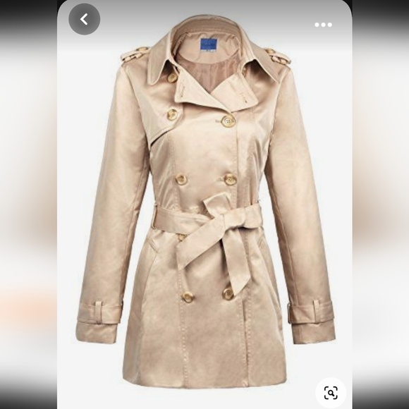 I Love SIA Trench Coat w/Tie Belt Tan Double Breasted 3/4 Sleeves Pockets XL - Picture 1 of 9